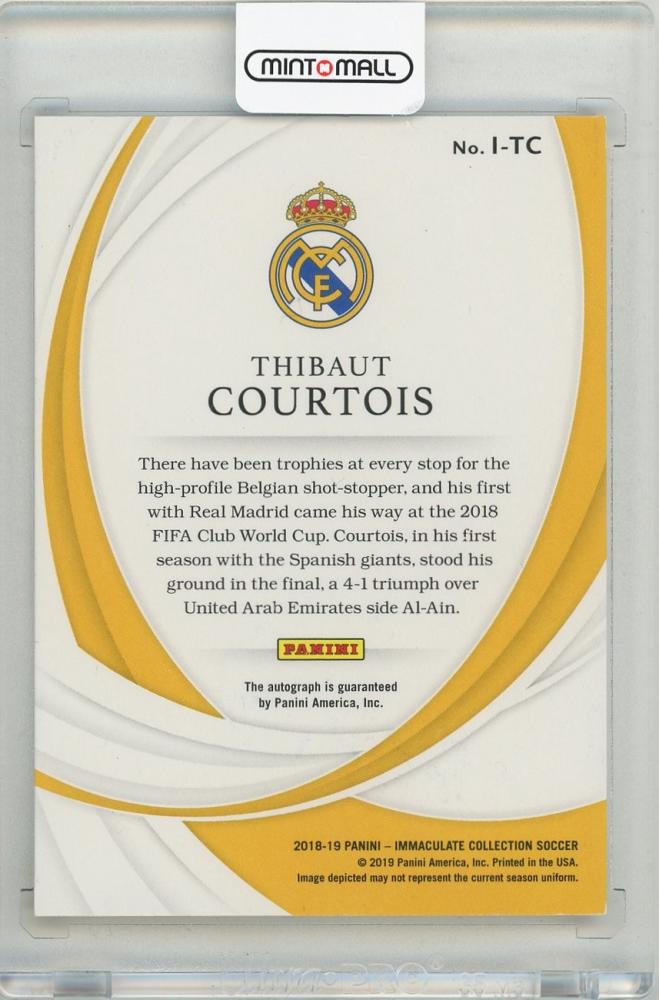 2018-19 PANINI Immaculate Collection Thibaut Courtois Ink Sapphire trading card #5819/25 featuring Real Madrid CF