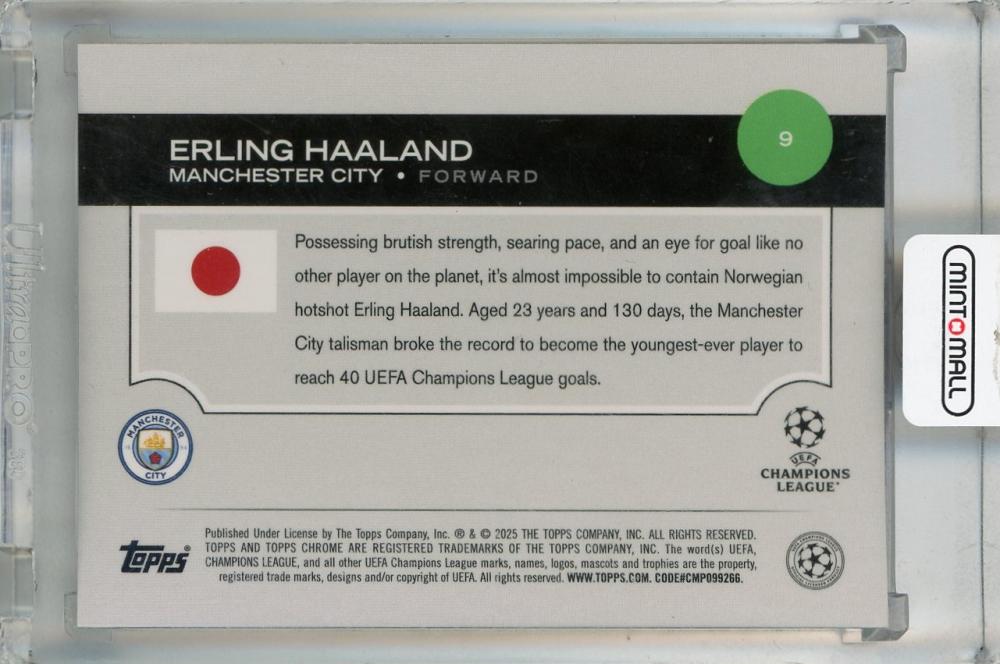 2024-25 Topps UEFA Japan Edition Erling Haaland Base Chrome Cherry Blossom Refractor card