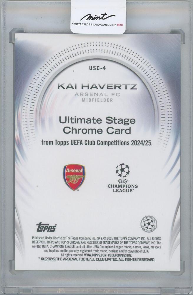 2024-25 TOPPS Chrome UEFA Club Competitions Ultimate Stage Blue Refractors / KAI HAVERTZ(Arsenal) 059/150