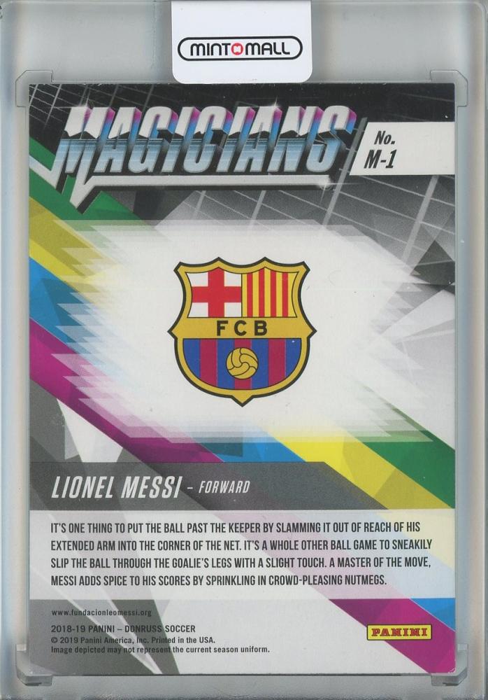 2018-19 Donruss Magicians Lionel Messi #1 trading card from FC Barcelona