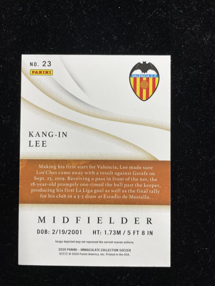 2020 Panini Immaculate Collection Kang-in Lee Valencia CF Base card numbered 50 out of 99