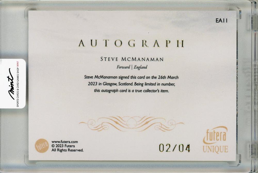 2023-24 Futera Unique World Football Steve Mcmanaman Elite Autograph handwritten card 2 of 4