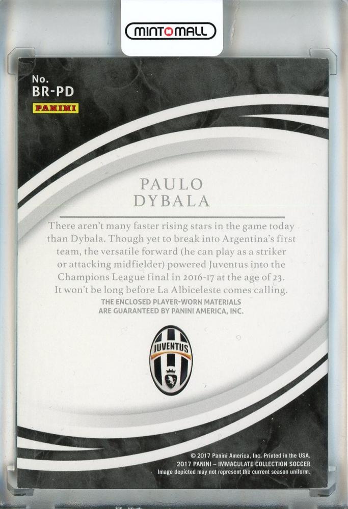 2017 Immaculate Collection Paulo Dybala Brace Materials Prime #3024/25 collectible card from Juventus