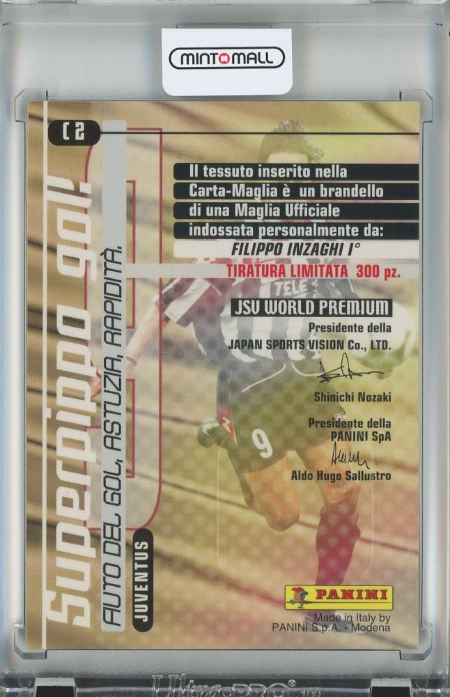 2001 Panini CALCIO Premium Filippo Inzaghi Juventus collectible football card with jersey and sunburn detail