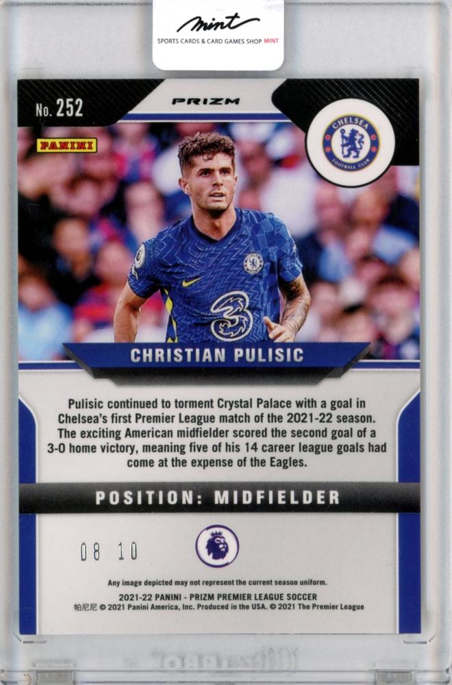 2021-22 Panini Prizm Premier League Christian Pulisic Gold #252 soccer trading card graded 8 out of 10
