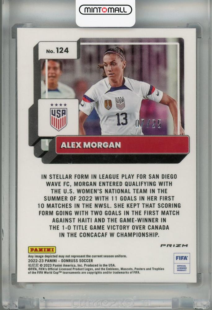 2022-23 Panini Donruss USA Alex Morgan Purple Mojo Parallel version numbered 07 out of 25 trading card