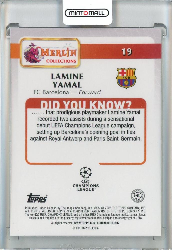 2024-25 Merlin UEFA Club Competitions Lamine Yamal #19 FC Barcelona