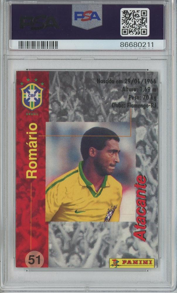1997 Panini Coca Cola Romario Brazil #51 trading card graded PSA9