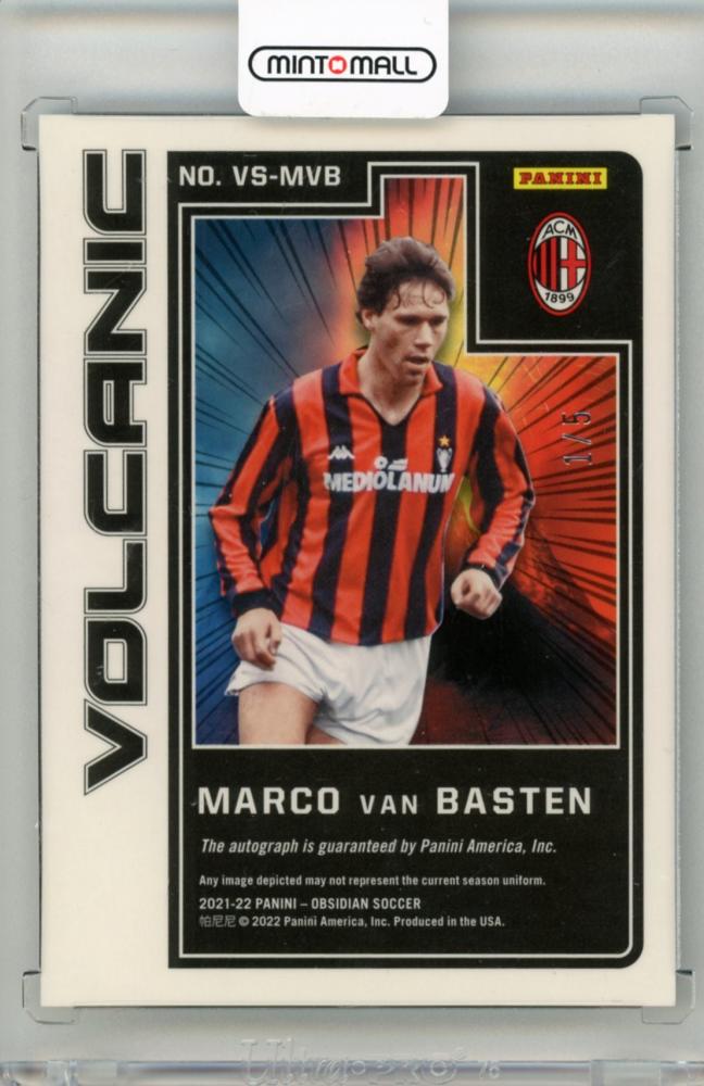 2021-22 PANINI Obsidian Marco Van Basten Volcanic Signatures Electric Etch Green #161/5 AC Milan trading card