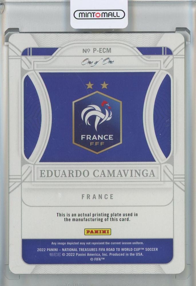 2022 Panini National Treasures Road to the World Cup Eduardo Camavinga 1 of 1 printing plate card France