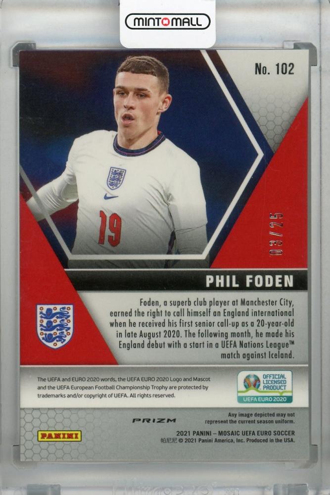 2021 Panini Mosaic UEFA Euro 2020 England Phil Foden Base Pink numbered 03 out of 25 trading card