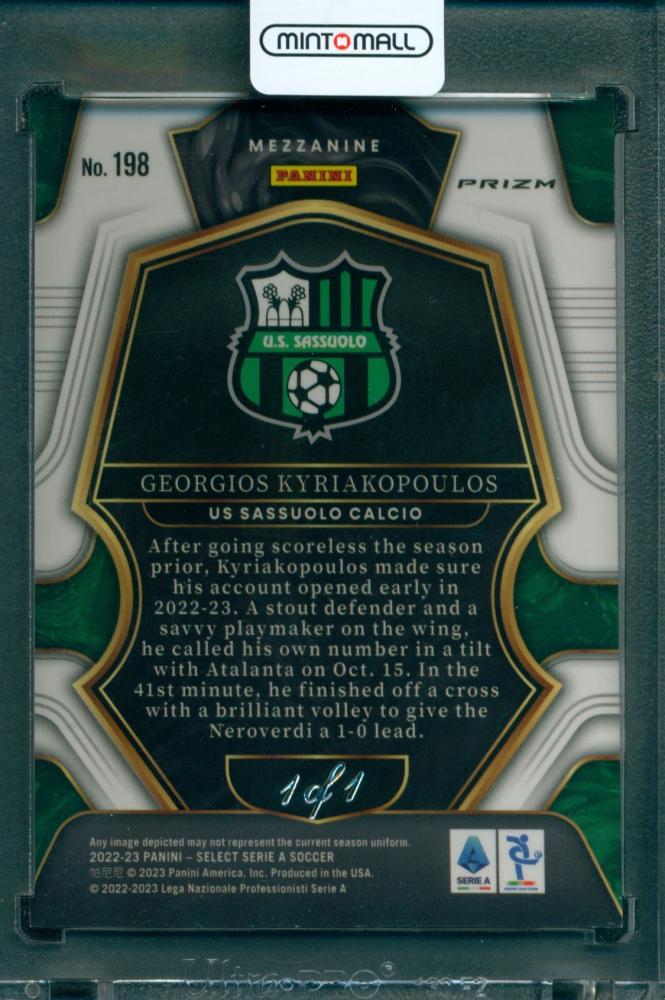 2022-23 PANINI Select Serie A Georgios Kyriakopoulos #198 Mezzanine Black 1 of 1 trading card