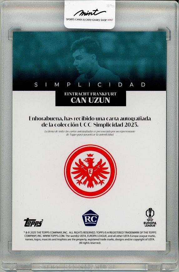 2025 TOPPS Simplicidad Can Uzun Autograph Rookie Card numbered 07 out of 49