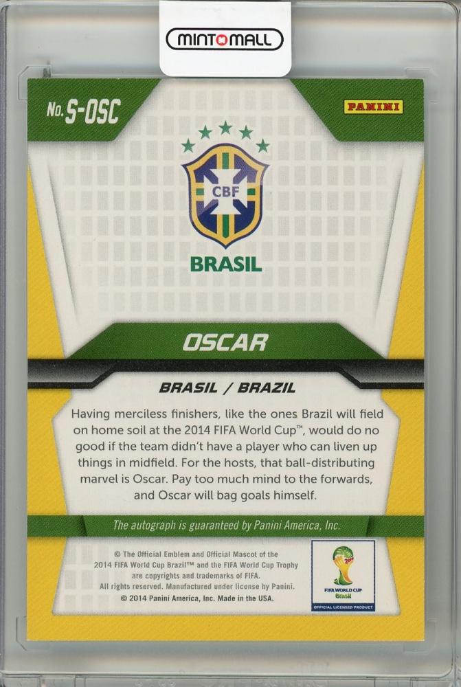 2014 PANINI PRIZM FIFA WORLD CUP Oscar Auto trading card from Brazil featuring autograph