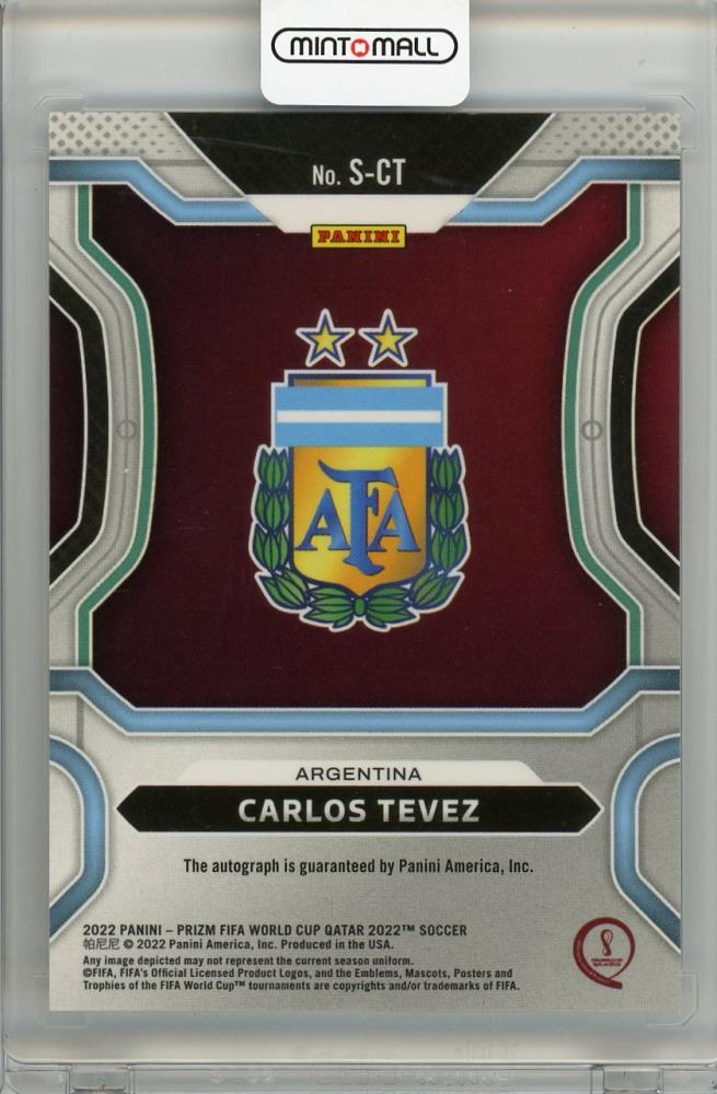 2022 PANINI PRIZM FIFA WORLD CUP Carlos Tevez autograph trading card from Argentina