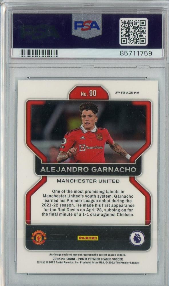 2022-23 Panini Prizm English Premier League Alejandro Garnacho Mojo #90 PSA10 trading card