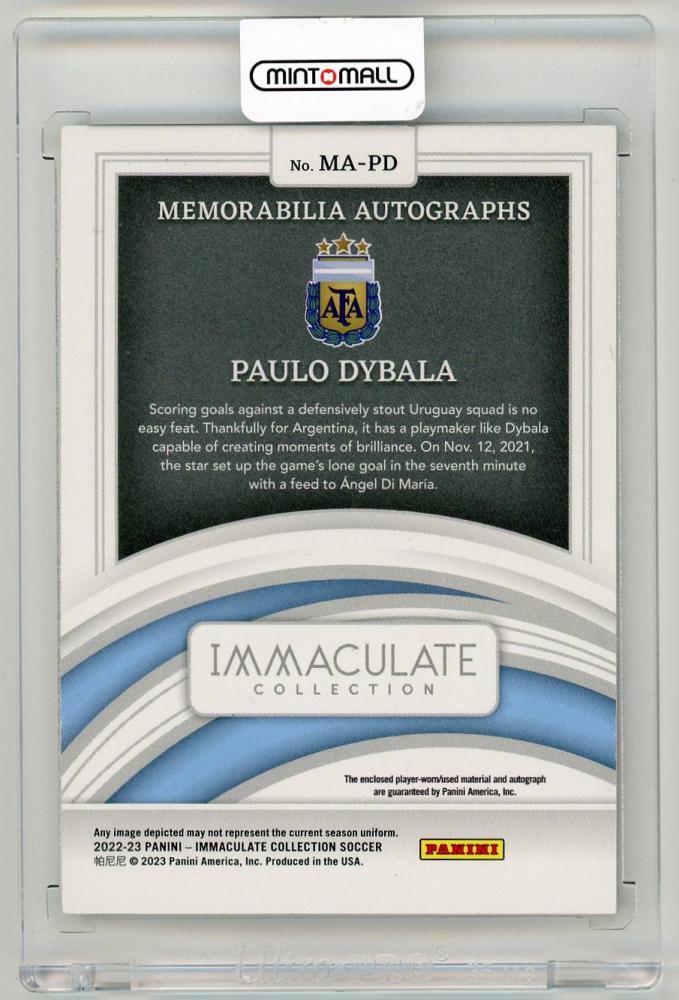 2022-23 Panini Immaculate Collection Paulo Dybala autograph memorabilia card numbered 31 out of 68