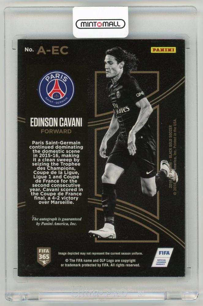 2016-17 Panini Black Gold Edinson Cavani Autograph Holo Gold Parallel 21/25 card from Paris Saint-Germain