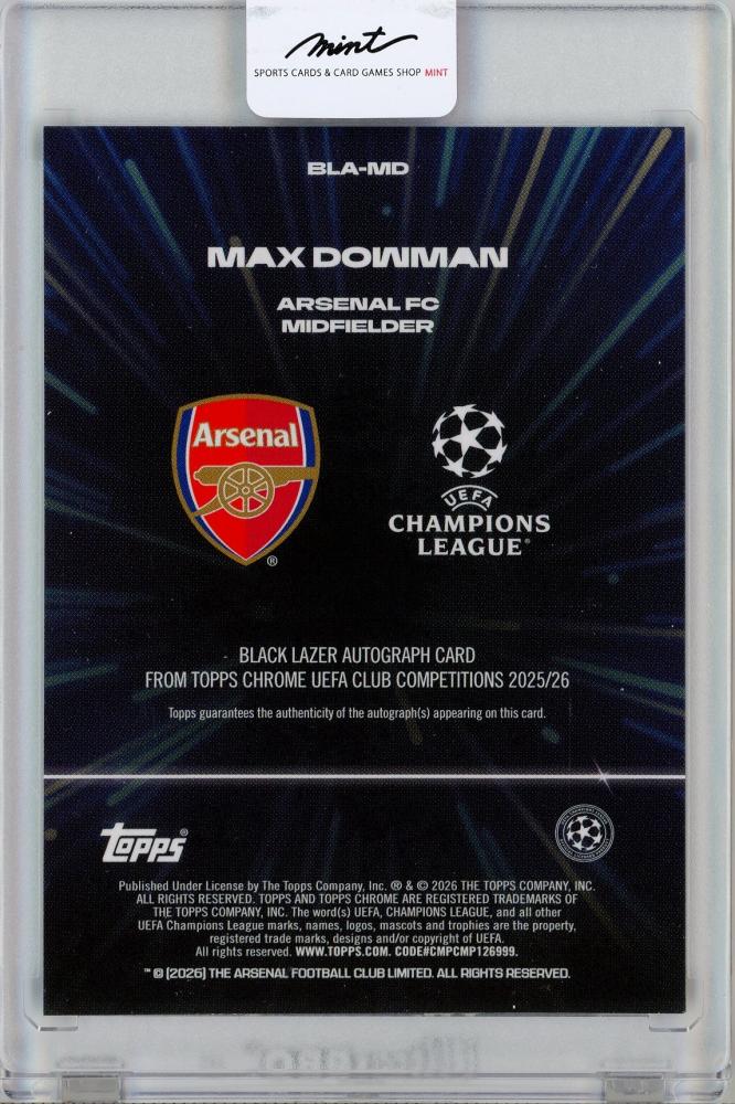 2025-26 Topps Chrome UEFA Club Competitions Black Lazer Autograph Blue trading card number 127 out of 150