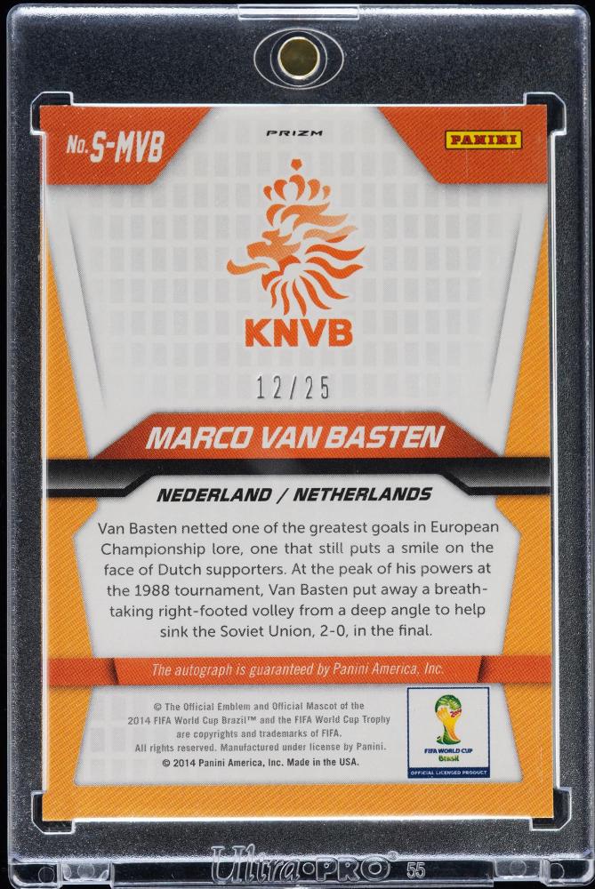 2014 Panini Prizm World Cup Auto Marco Van Basten rare numbered card 12 of 25 Nederland