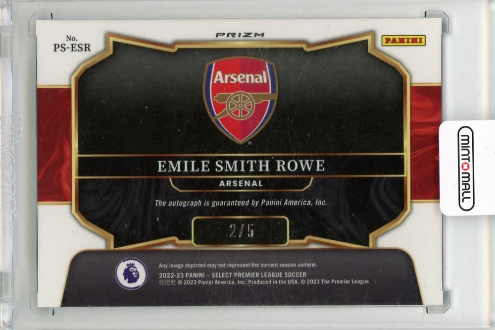 2022-23 PANINI Select English Premier League Pitchside Signatures Green Emile Smith Rowe Arsenal trading card 2 of 5