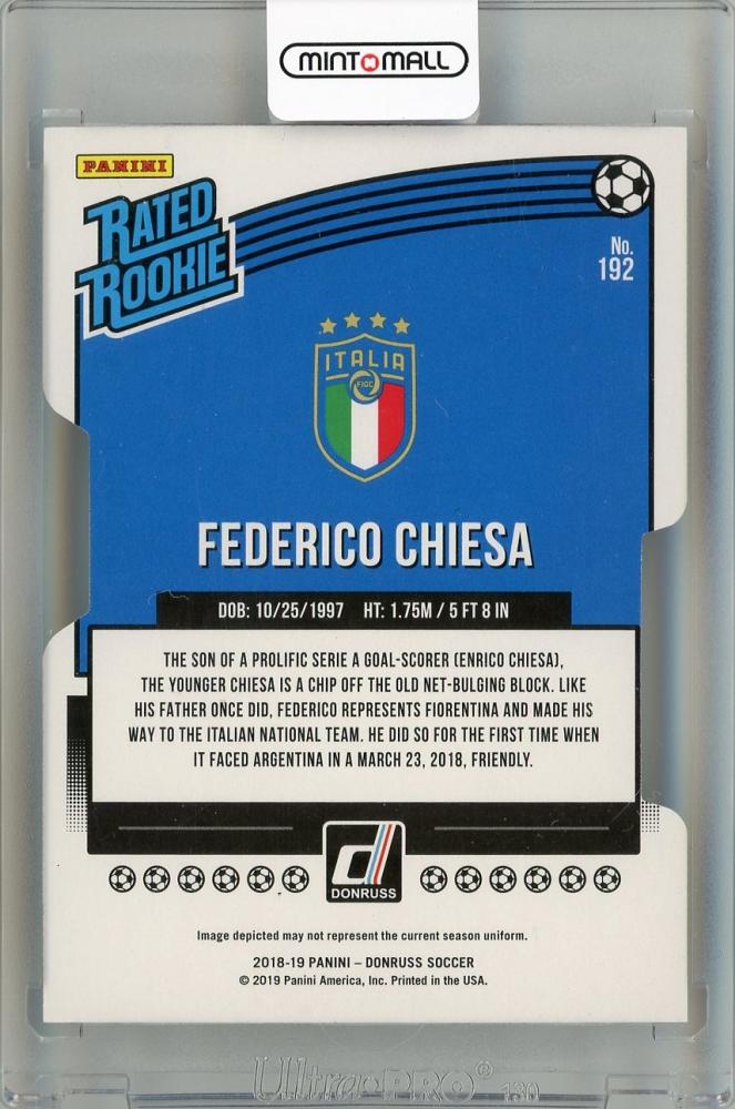2018-19 PANINI Donruss Press Proof Die Cuts #192 RR Federico Chiesa card numbered 040 out of 100