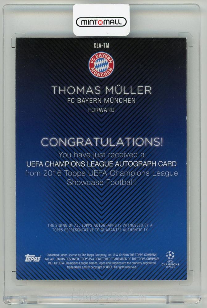 2015-16 Topps UEFA Champions League Showcase Thomas Muller autograph card from FC Bayern Munchen