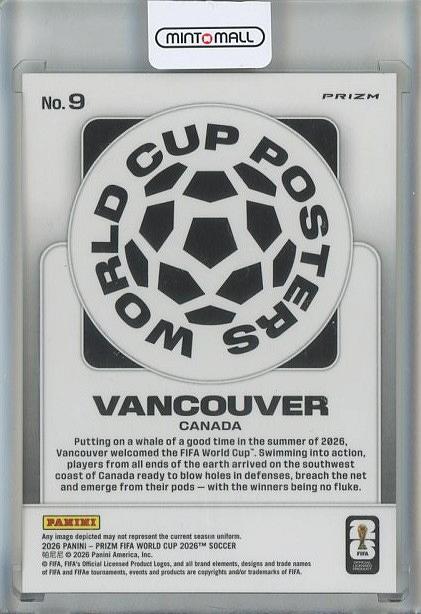 2026 Panini Prizm World Cup Vancouver collectible poster number 9 with vibrant soccer-themed graphics