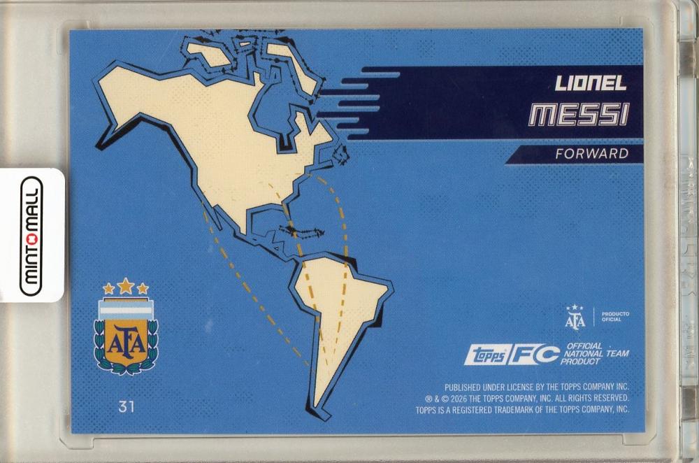 2026 TOPPS TEAM SET ARGENTINA trading card featuring Lionel Messi #31 in Argentina team uniform