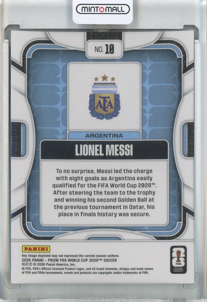 2026 Panini Prizm World Cup Lionel Messi Base card number 10 from Argentina