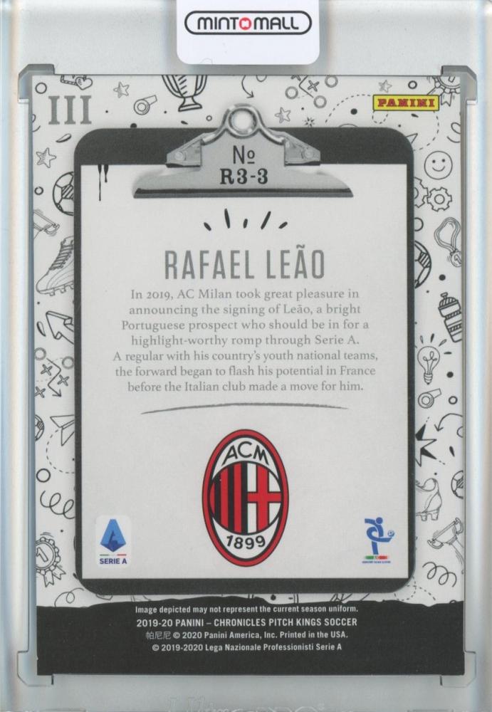 2019-20 Panini Chronicles Pitch Kings Soccer Rafael Leao Rookie trading card