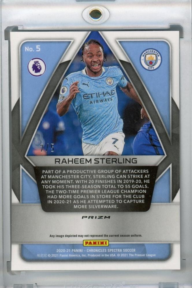 2020-21 Panini Chronicles Spectra Raheem Sterling Manchester City Premier League trading card green 2 of 5