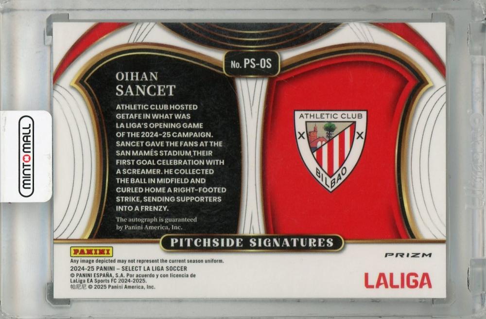 2024-25 Panini Select La Liga Oihan Sancet Pitchside Signatures card #9 with surface scratch Athletic Club