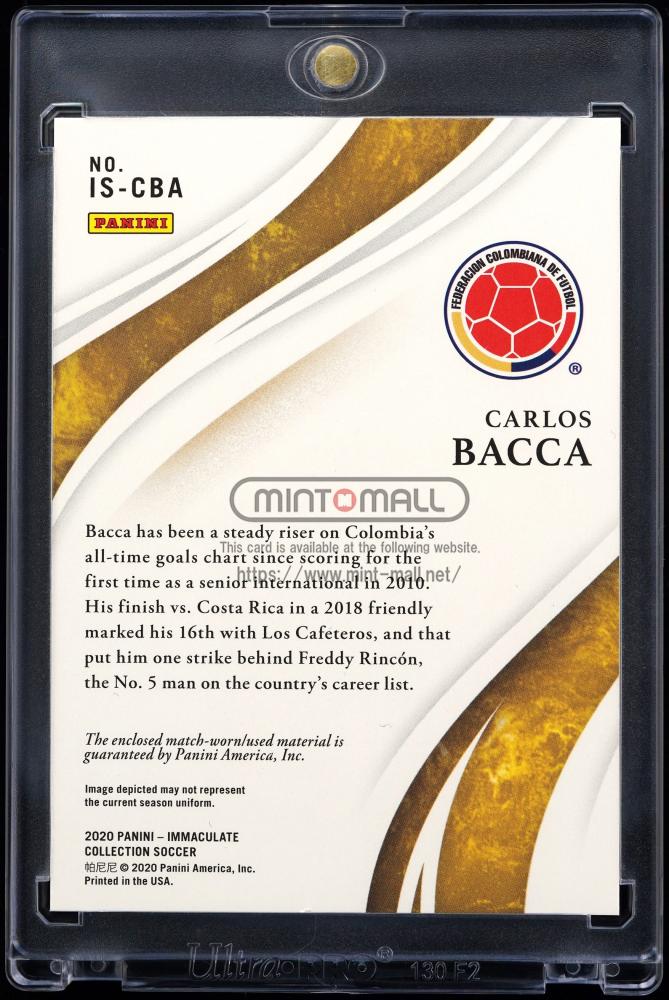 2020 Panini Immaculate Collection Carlos Bacca Immaculate Standard 1of1 trading card from Colombia National Team