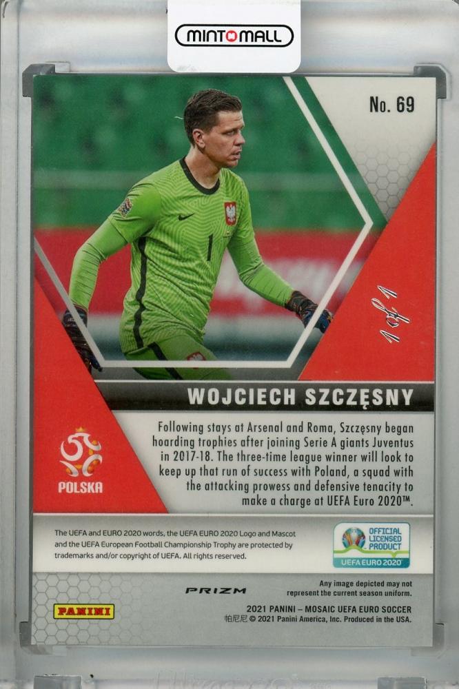 2021 Panini Mosaic UEFA Euro 2020 Poland Wojciech Szczesny Black Grade 1 of 1 collectible trading card