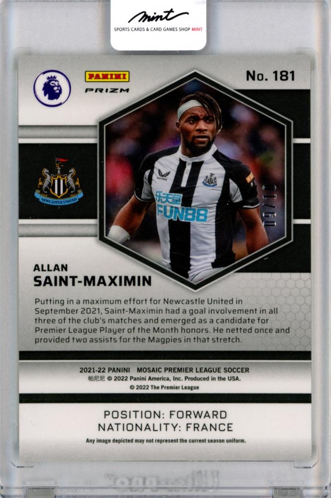 2021-22 Panini Mosaic Premier League Base No.181 Gold Allan Saint-Maximin trading card
