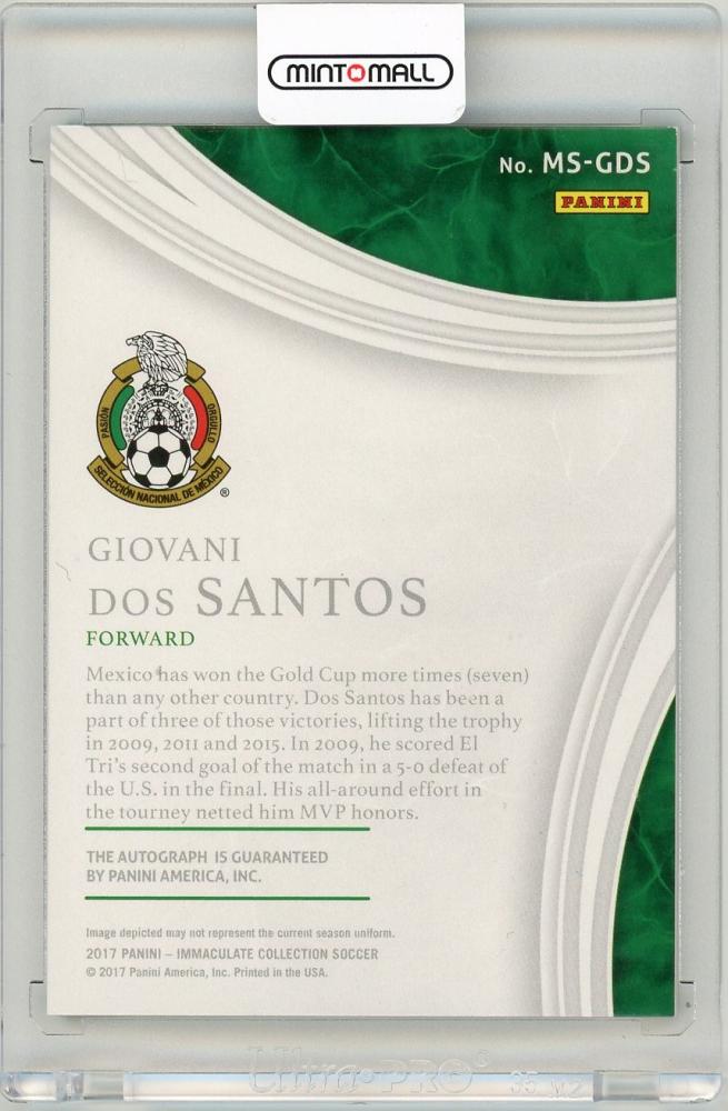 2017 Panini Immaculate Collection Giovani Dos Santos Marquee Signatures Sapphire Parallels trading card with Mexico team