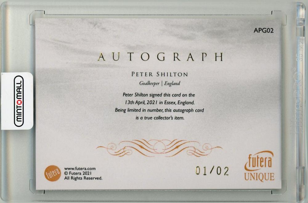 2021-22 Futera Unique World Football Peter Shilton autograph Paragon England card with signature