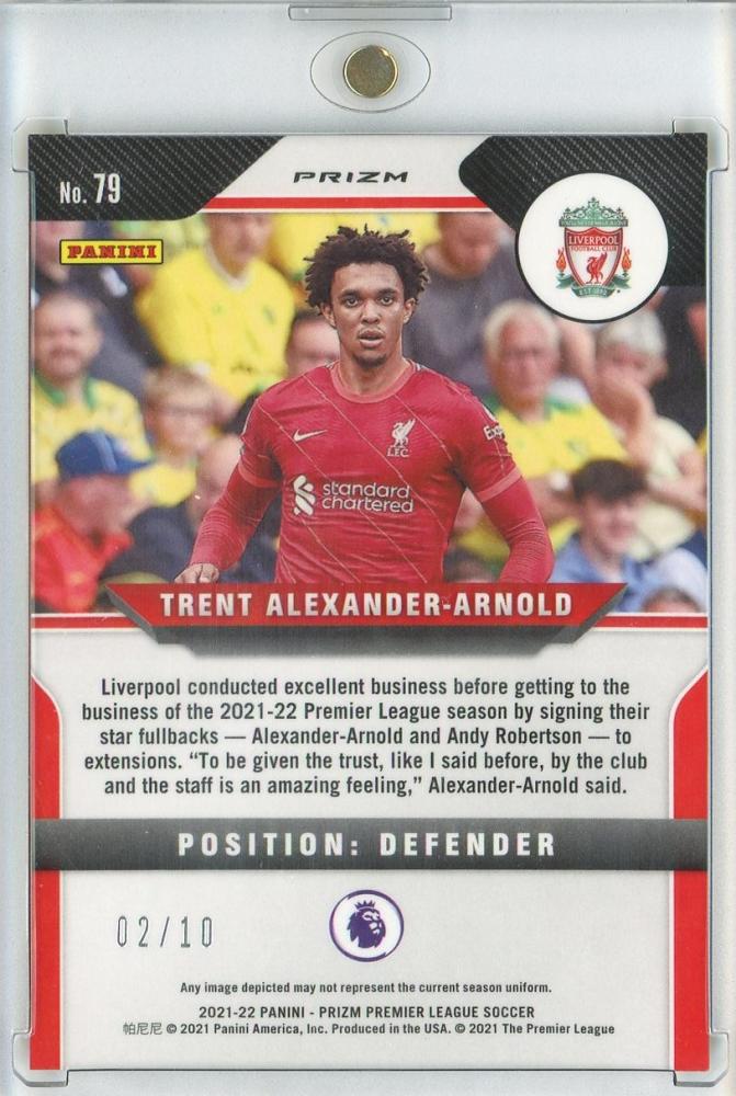 2021-22 Panini PRIZM Premier League Trent Alexander Arnold Gold Mojo trading card 02 out of 10