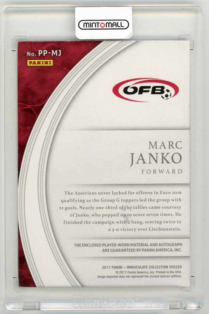 2017 Panini Immaculate Collection Marc Janko Austria premium patch autograph card numbered 16 of 35