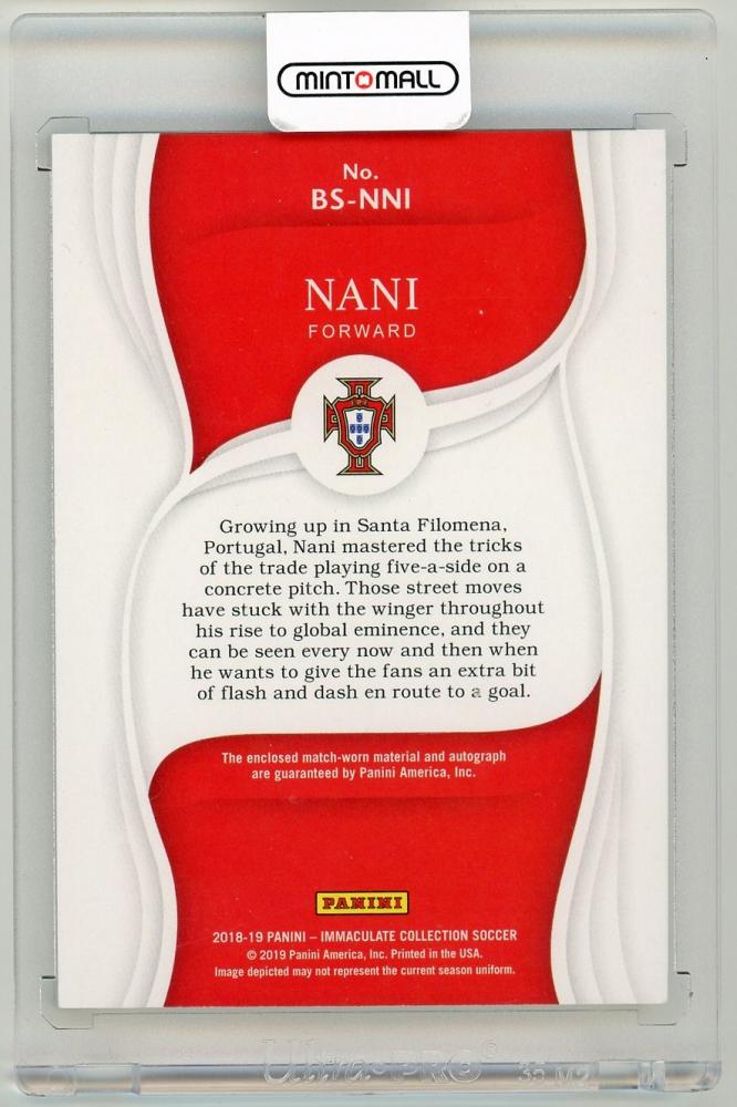2018-19 Panini Immaculate Collection Nani Boot Signatures card numbered 26 of 50 featuring Portugal