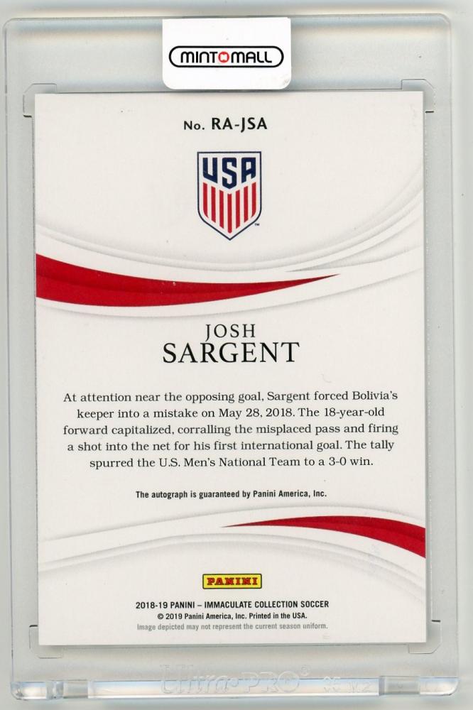 2018-19 Panini Immaculate Collection Josh Sargent Rookie Autographs Sapphire Parallels 10/25 United States card