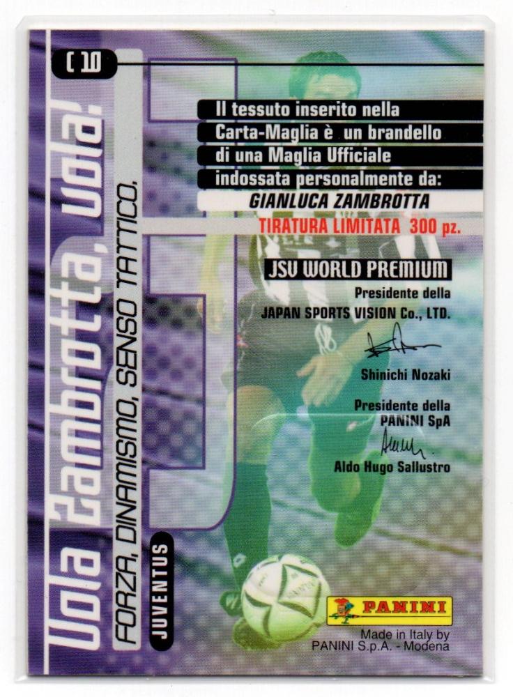 2001 PANINI CALCIO Premium card featuring Gianluca Zambrotta in Calcio team jersey C10