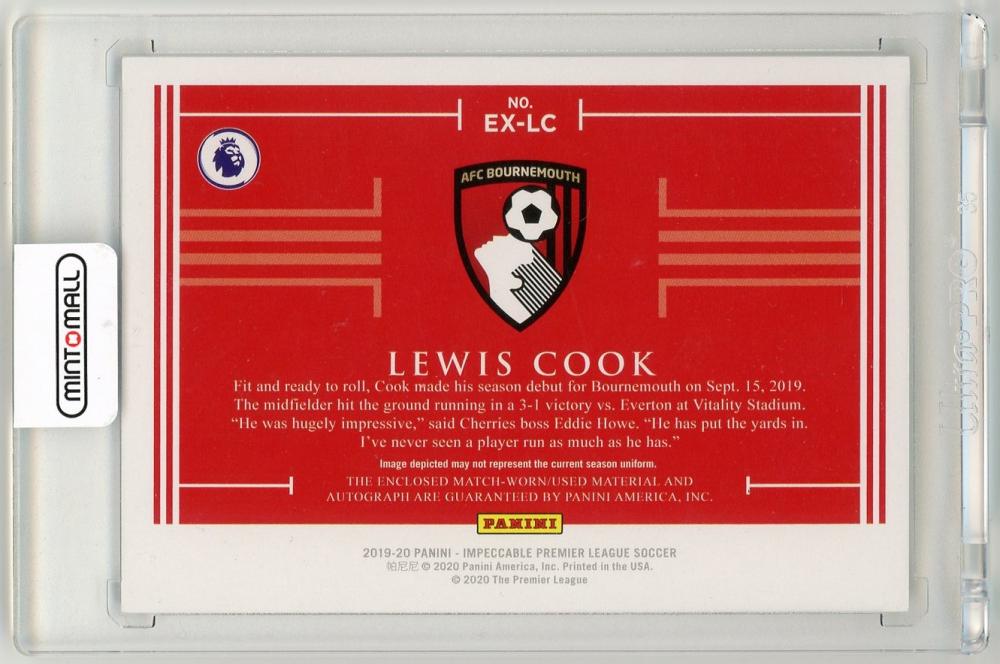 2019-20 Panini Impeccable Premier League Lewis Cook AFC Bournemouth Gold Patch Autograph card 1 of 10
