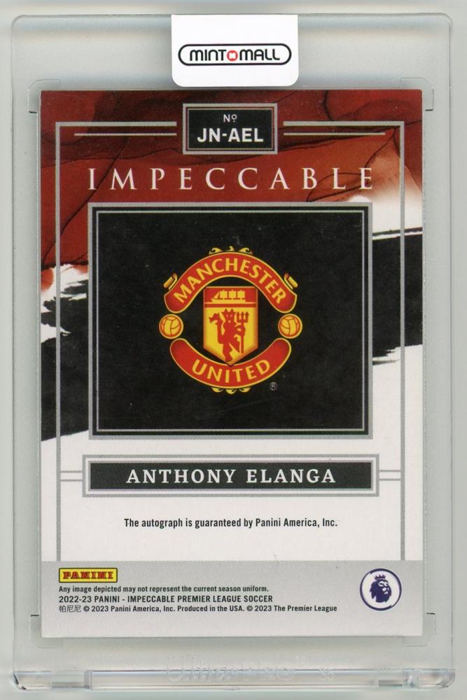 2022-23 Panini Impeccable Premier League Anthony Elanga autograph jersey card number 29 of 36