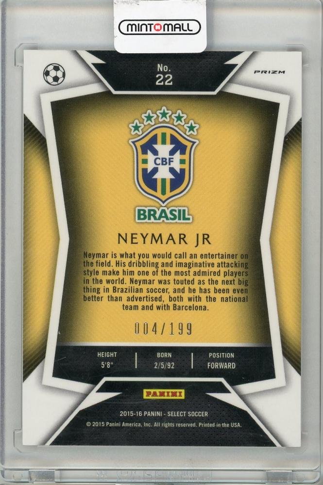 2015-16 PANINI SELECT Neymar Jr #22004/199 Brazil soccer trading card