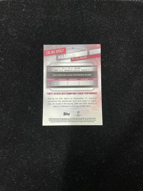 2019-20 Topps Finest UEFA Champions League FC Salzburg Erling Braut Haaland base trading card