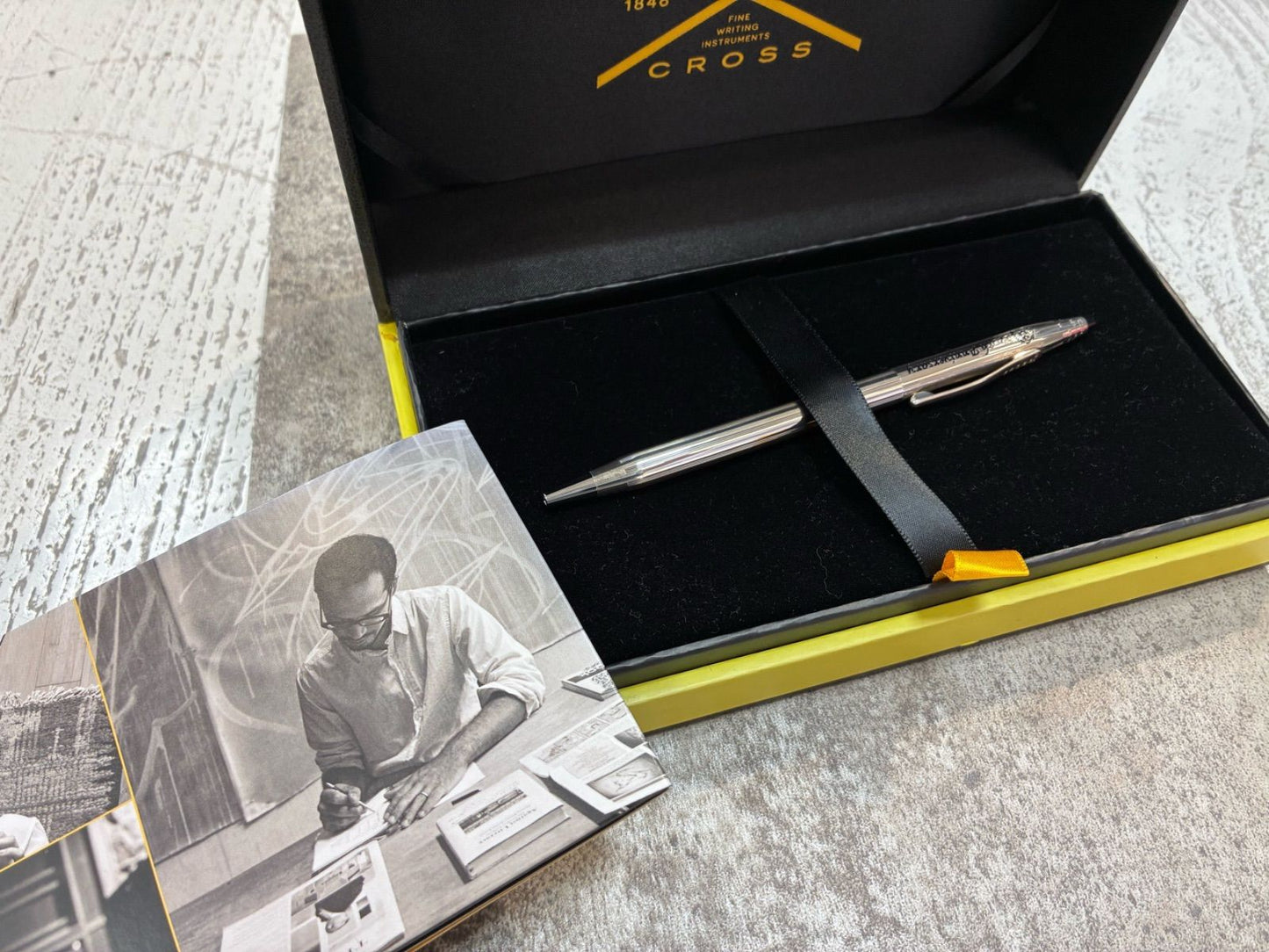 Kuro 170th Anniversary Ballpoint Pen made of Silver 925 with case and accessories on display