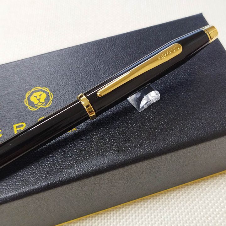 Cross Century II black lacquer ballpoint pen with metal body and twist mechanism