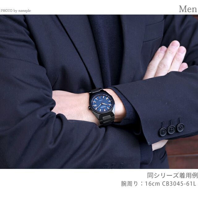 Citizen Attesa CB3045-61L men's wristwatch with blue dial and black super titanium band